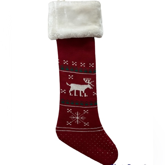⭐️ 4/$25 Luxurious Christmas Faux Fur Knit Stocking Red, Fair Isle Style - Picture 1 of 8